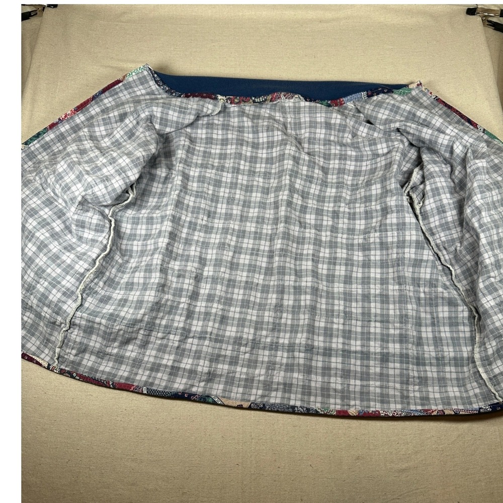Handmade Vintage 90s Patchwork‎ Quilt Jacket Floral Diamond Pattern XL Granny - Picture 2 of 6